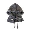 Clipped flower color point balaclava hat women's autumn and winter lace-up warm knitted pullover cold hat ear protector Lei Feng hat