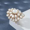 European & American Fashion Opal Flower Alloy Ring - Bold, Versatile Statement Jewelry