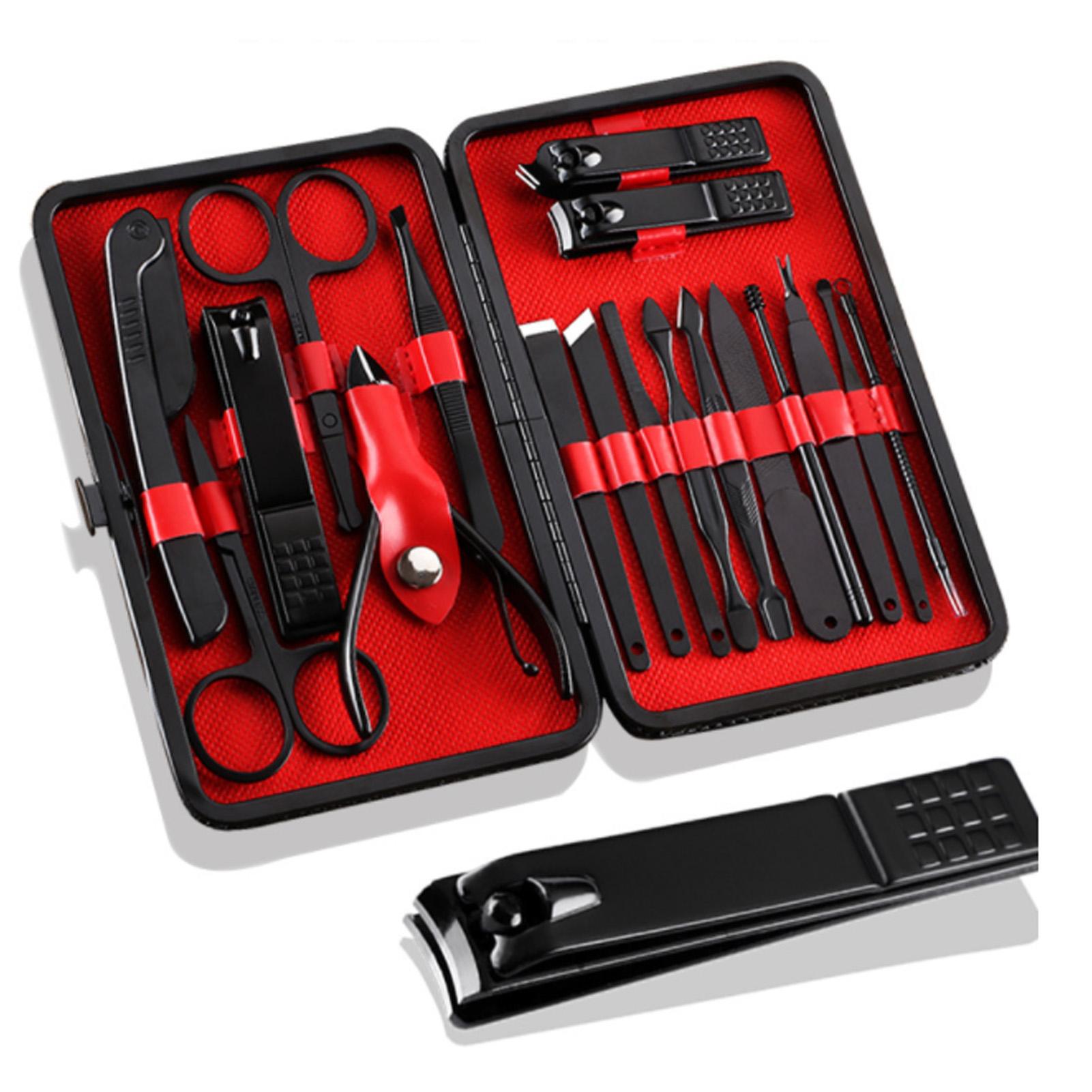 

Набор из 18 кусачек для ногтей, черные, из нержавеющей стали, портативные, высокопрочные, бытовые кусачки для ногтей