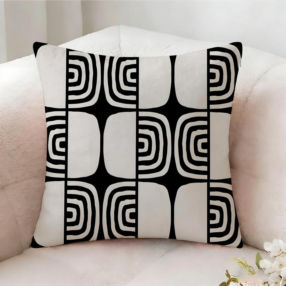 Retro Geometric Shading Pillow Case Pillowcase Doublesided Printed Sofa Cushion Bedroom Headboard Pillow