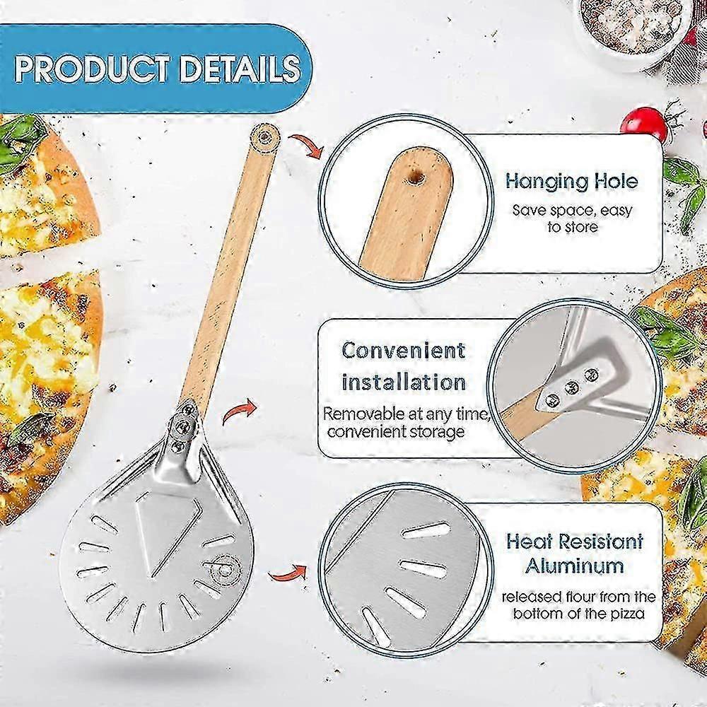 7" Pizza Turning Peel Pizza Shovel Paddle Pizza Server Cake Spatula Wooden Handle