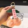 Keychain Key Fob Bag Pendant Fluffy Cherry Keyring Bag Hanging Leaf Artificial Rabbit Fur Ball Key Holder Plush Bag Accessories