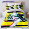 Cyberpunk Edgerunner Muster Bettwäsche, Steppbett Set Bettbezug Kissenbezug Zuhause Geburtstagsgeschenk (1 Bettbezug + 2 Kissenbezüge, ohne Füllung)