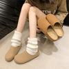 Women Corduroy Cross Strap Home Slippers Men Soft Warm Flat Slides Family Indoor Concise Plush Sandals for Four Seasons
