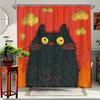 1pc Fun Cat Shower Curtain with Cartoon Design Polyester Fabric for Bathroom Decoration, 12 Hooks Included, 70. 8x70. 8 Inches