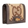 Gucci Diana Bamboo Buckle Jumbo Super Double G Logo Double Fold Canvas And Leather Card Wallet Women Wallet Ebony Camel Brown 658244-UKMBT-2572
