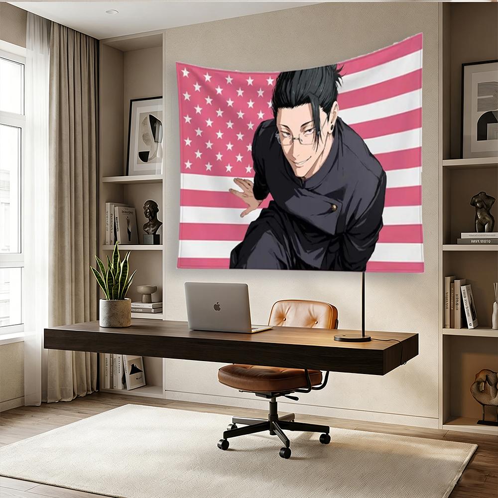 Jujutsu Kaisen Geto Suguru Amerikaanse Vlag Wandkleed, Op Anime Geïnspireerd Muur Banner, Aangepast Slaapkamer & Kapperszaak Decor, Jjk Platte Print