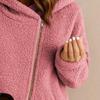 Fuzzy Hooded Sherpa Coat Womens Fleece Jacket Long Sleeve Oblique Zip Up Fall Winter Outerwear With Pockets