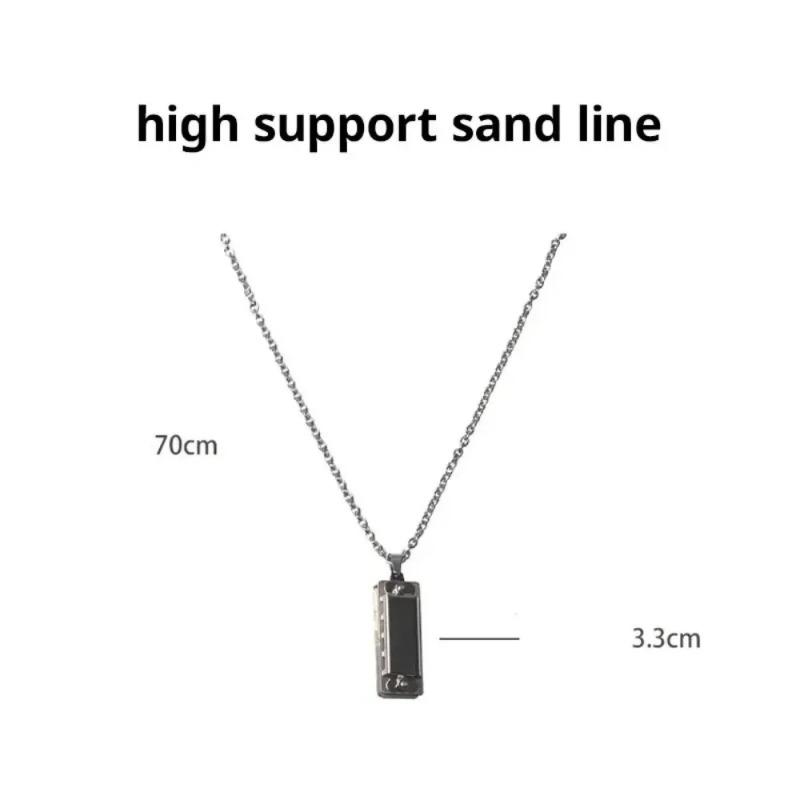 1PC Silvery [A necklace that can be blown] Mini harmonica retro four hole whistle pendant cartoon couple necklace
