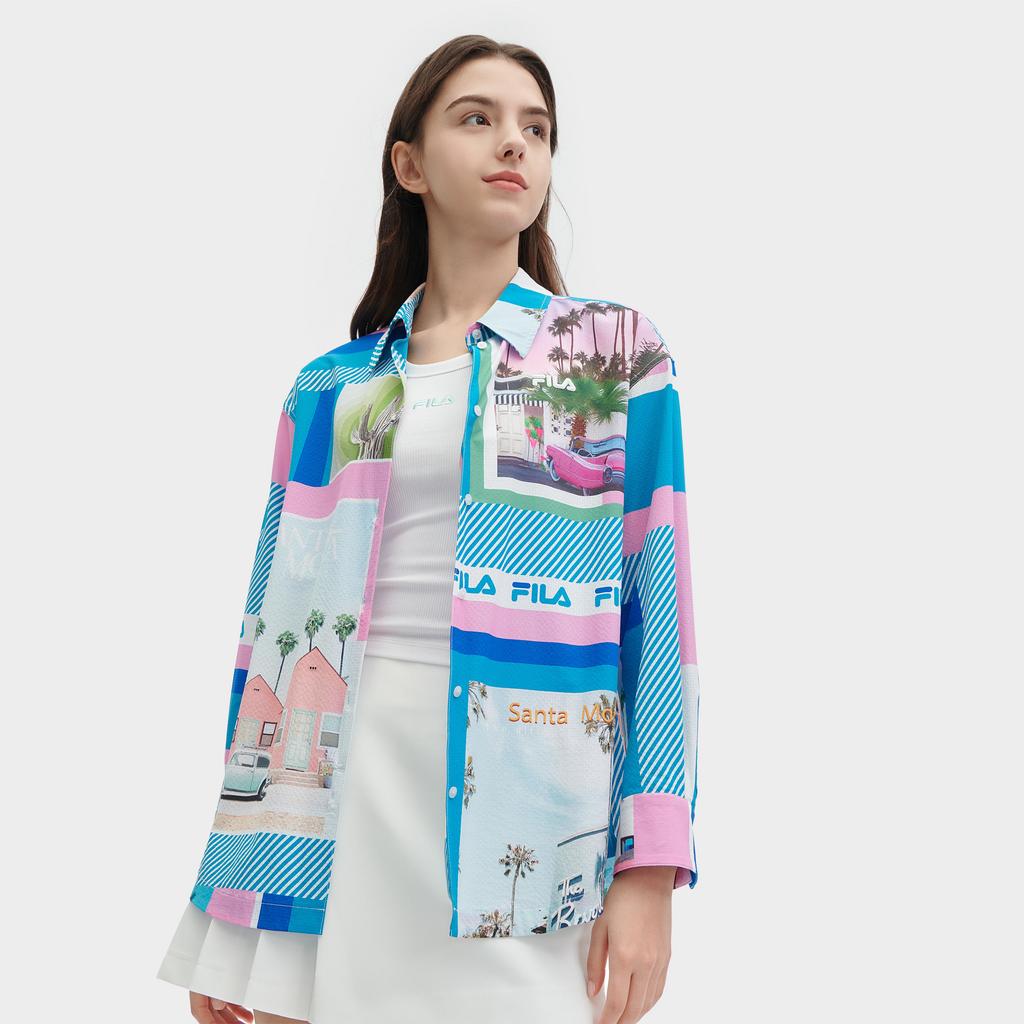 New FILA SS24 Shirt Women's All Over Print F11W428402FZA