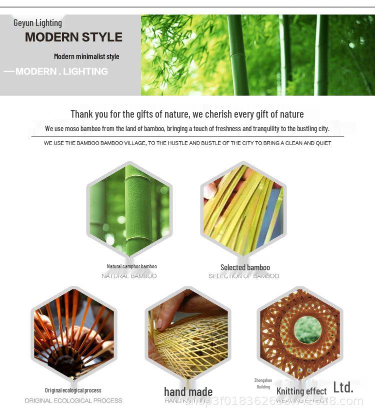 Zen Tea Room Bamboo Art LED Retro Ceiling Light for Homestay or Balcony