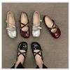 2025 Women's Silver Cross-Strap Round Toe Mary Jane Flats Soft Sole Ethereal Gentle Open Toe Casual Shoes