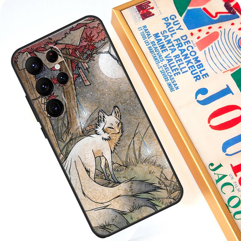Kitsune Fox Art Case For Samsung Galaxy S23 Ultra S24 S22 S8 S9 S10 Plus Note 10 20 Ultra S20 S21 FE Cover