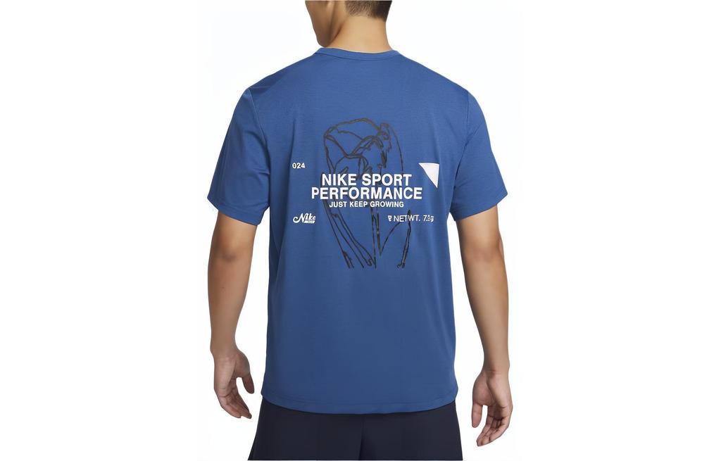 Nike T-Shirts Men's Blue Crew Neck Moderate Straight Fit FN3280-476