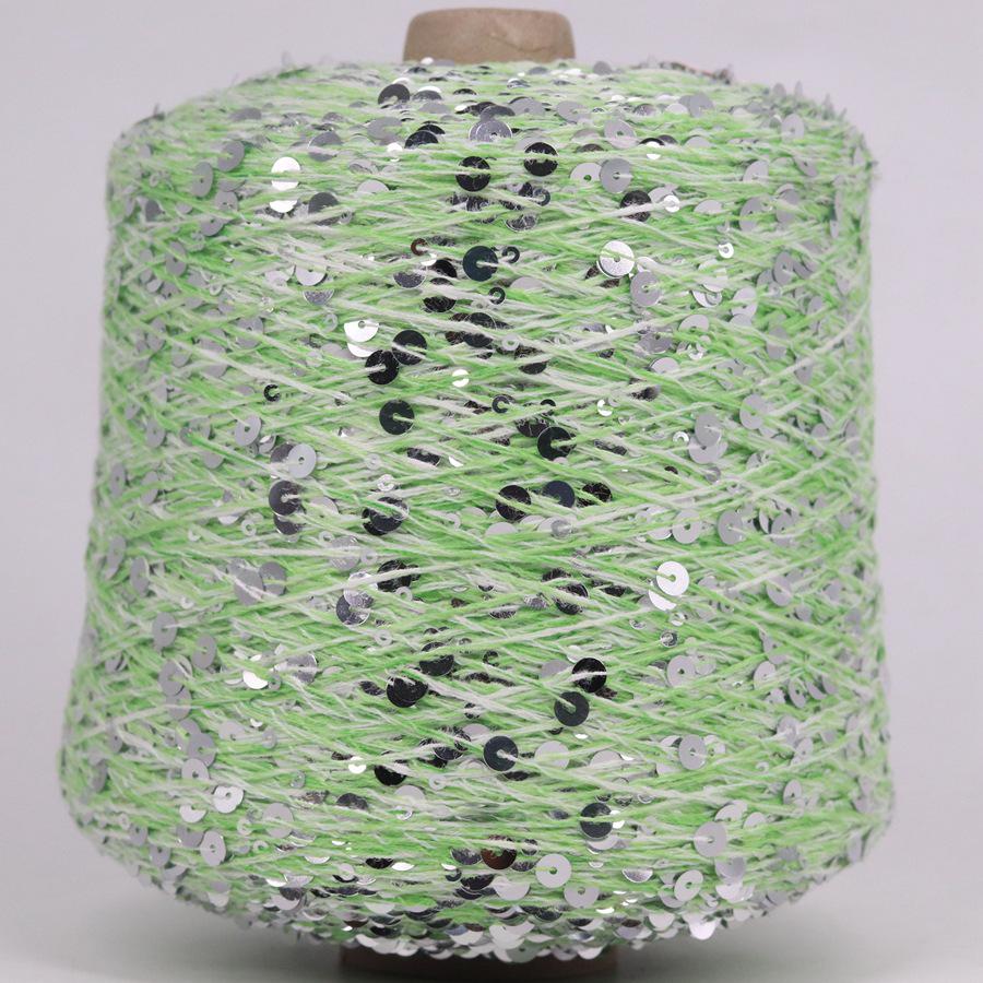 Hand-Knitted Bright Cotton Yarn with Sequins, 3MM+6MM, Combed and Fancy