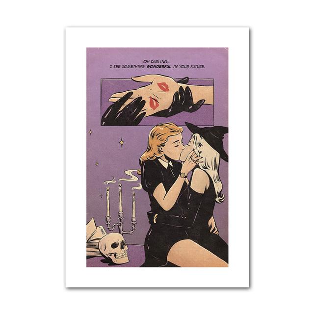 Comic Style Lesbian Kiss Wall Art Canvas Painting Nordic Posters and Prints Modern Wall Pictures for Living Room Home Decoration
