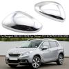 Chrome Mirror Cover Rear View Side Door Mirror Cap Decoration For Peugeot 2008 14-18 For Citroen C3 C4 CACTUS 18-20 16075120VG