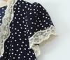 Elegant French Polka Dot Long V-Neck Lace Dress - Women's Summer 2026 Slimming Short-Sleeve Skirt.
