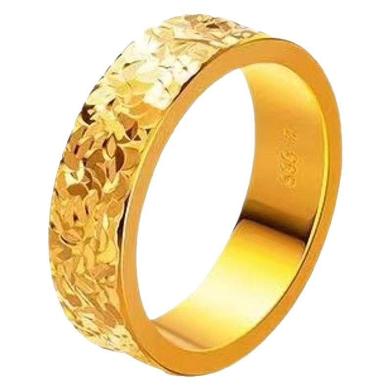 Elegant Titanium Steel Crushed Ice Gold Ring for Women - Light Luxury, Long-Lasting Color, Perfect for Couples