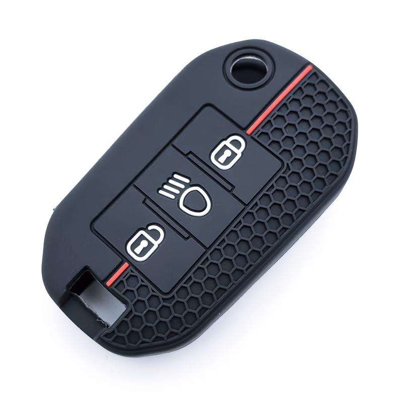 

3 Buttons Silicone Car Flip Key Case Cover Shell For Peugeot 208 308 408 508 2008 3008 4008 5008 For Citroen C3 C4 Cactus C6 C8