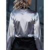 Spring Women's Colorblock Satin Long Sleeve Shirt Commuter Elegant Blouse For Crossborder