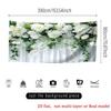 2D White Hydrangea & Green Leaves Backdrop Curtain Style Floral Background for Photoshoot