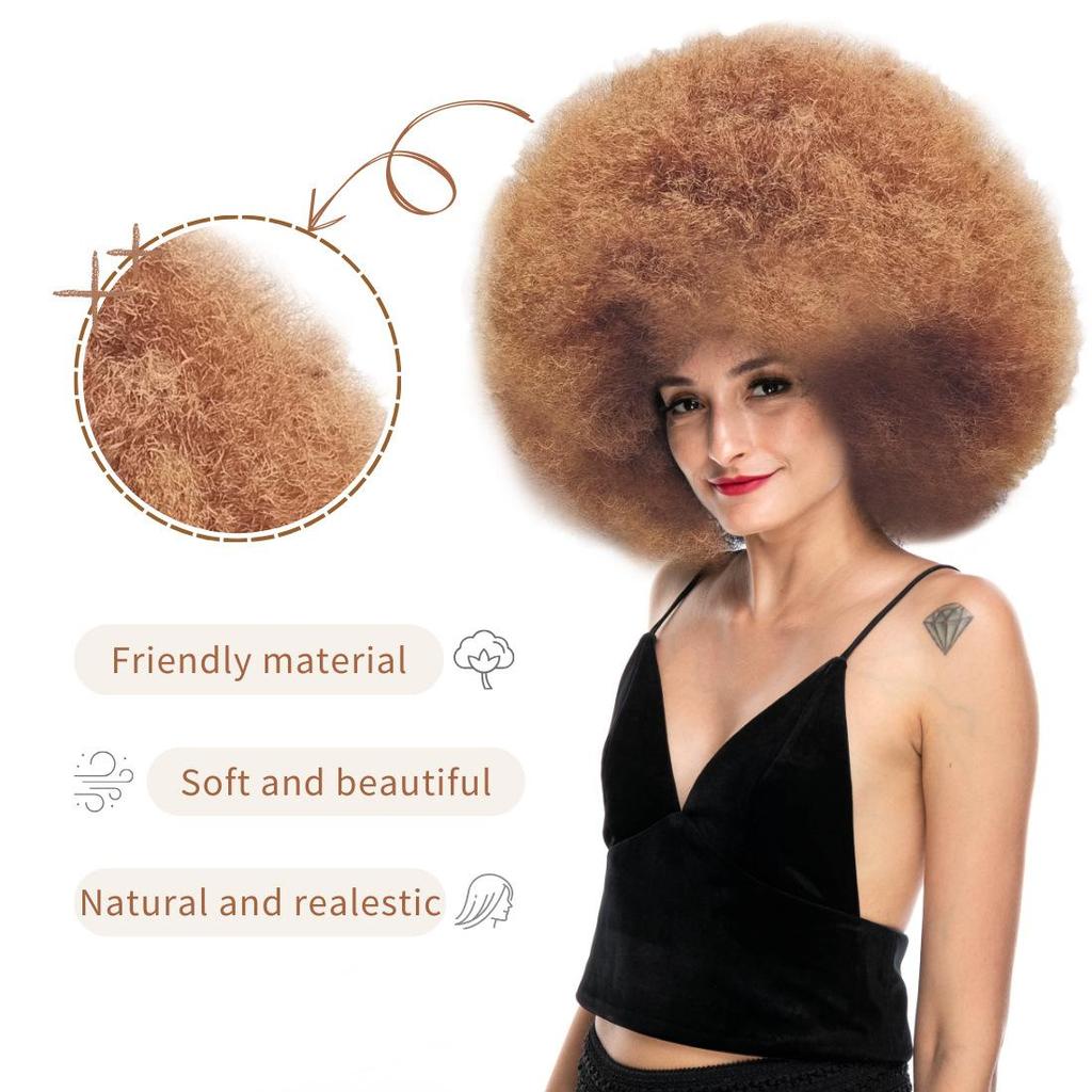 70's Afro Curly Synthetic Wigs for Women Large Bouncy and Soft Natural Looking for Daily Party Cosplay Costume Halloweeen
