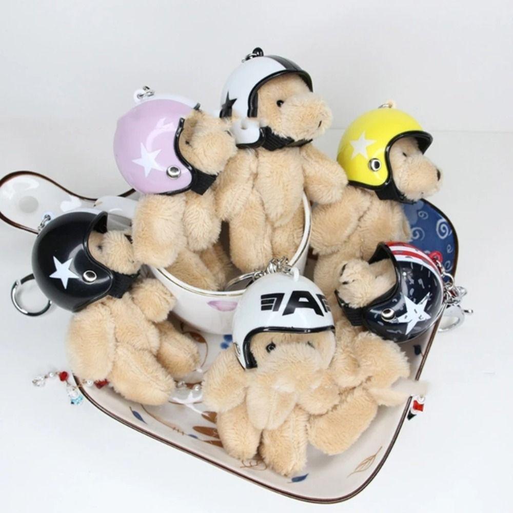 Key Buckle Helmeted Bear Keychains The Four Limbs Moves Plush Key Chain Creative   Bag Decoration