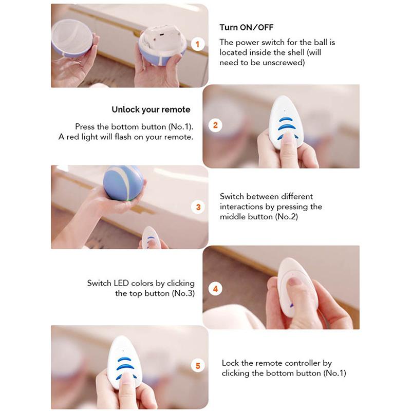 Smart Interaction Ball Pet Toy 360Degree Self Rotating Ball Remote Control Multifunction Ball Cat Dog Toy