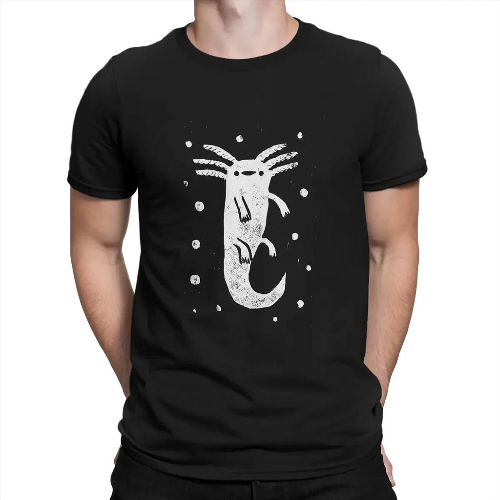 Axolotl Lover Crewneck Short Sleeve Fabric T Shirt  Black Men TShirt  Funny High Quality Birthday Gifts Oversized T Shirt
