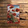 1pc Vintage Heart Metal Wall Art, Red White Poppy Rustic Iron Sign, 8x12 Inch Floral Decor for Home Cafe Office