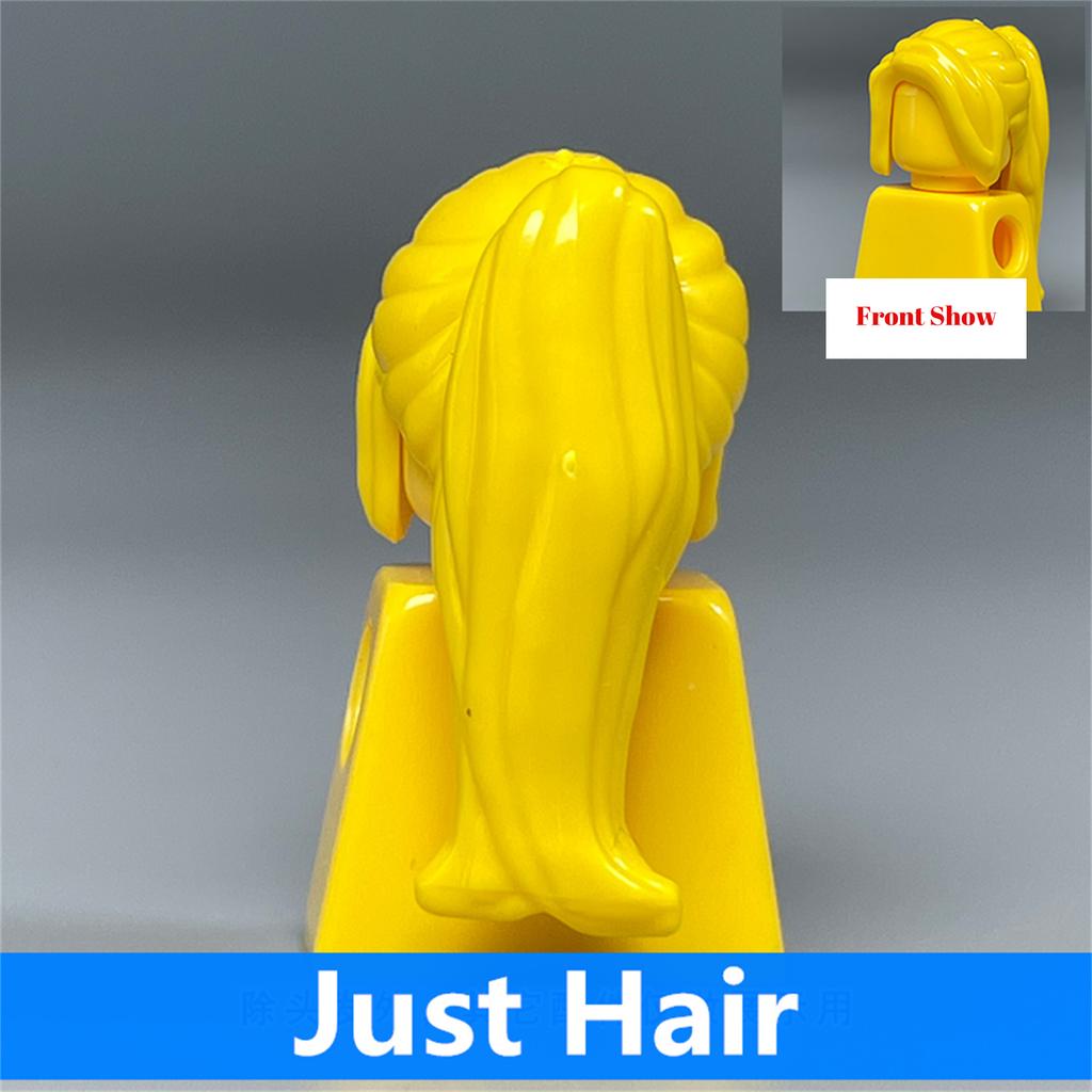 Non-Toxic 10Pcs Moc Bricks Female Children Hairs High Ponytail For 4Cm Figure Wear Head Body Parts Accessories Diy Building Blocks Kids Toys