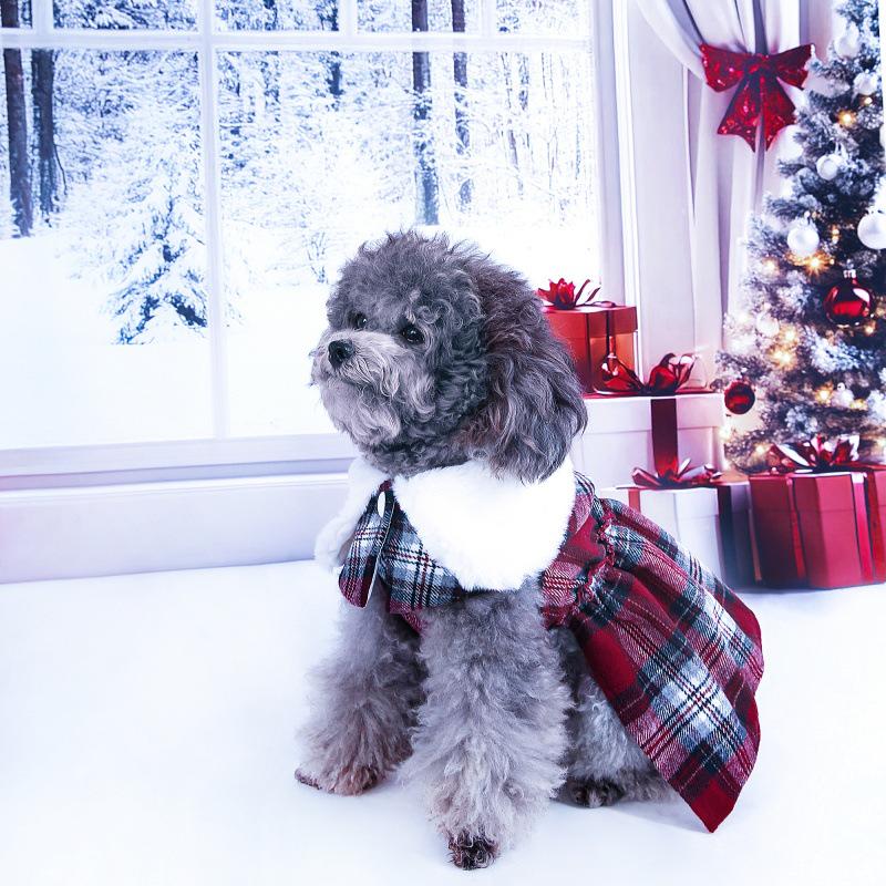 Plaid Dress & Cloak Set for Pets - Christmas/Winter Collection