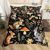 Mushroom Forest Animal Duvet Cover Set, Vintage Botanical Wildlife Bedding, 3D Printed Soft Microfiber Quilt Cover Pillowcase