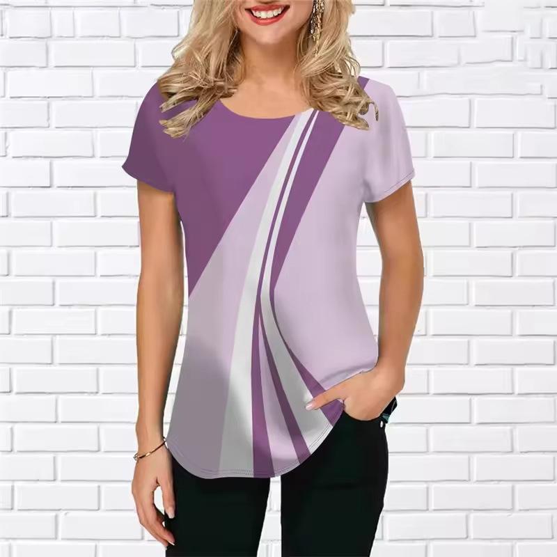 

Летний топ с круглым вырезом и 3D-принтом, модные повседневные классические простые женские футболки с короткими рукавами 3XL