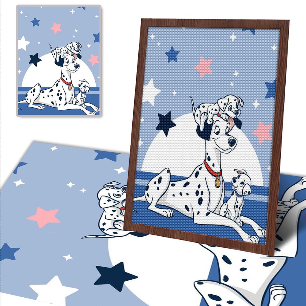 DIY Diamond Painting The Spotted Dog and His Son Cross Stitch Kit Mosaic Art Diamond Painting Full Circle Diamond Home Decoration
