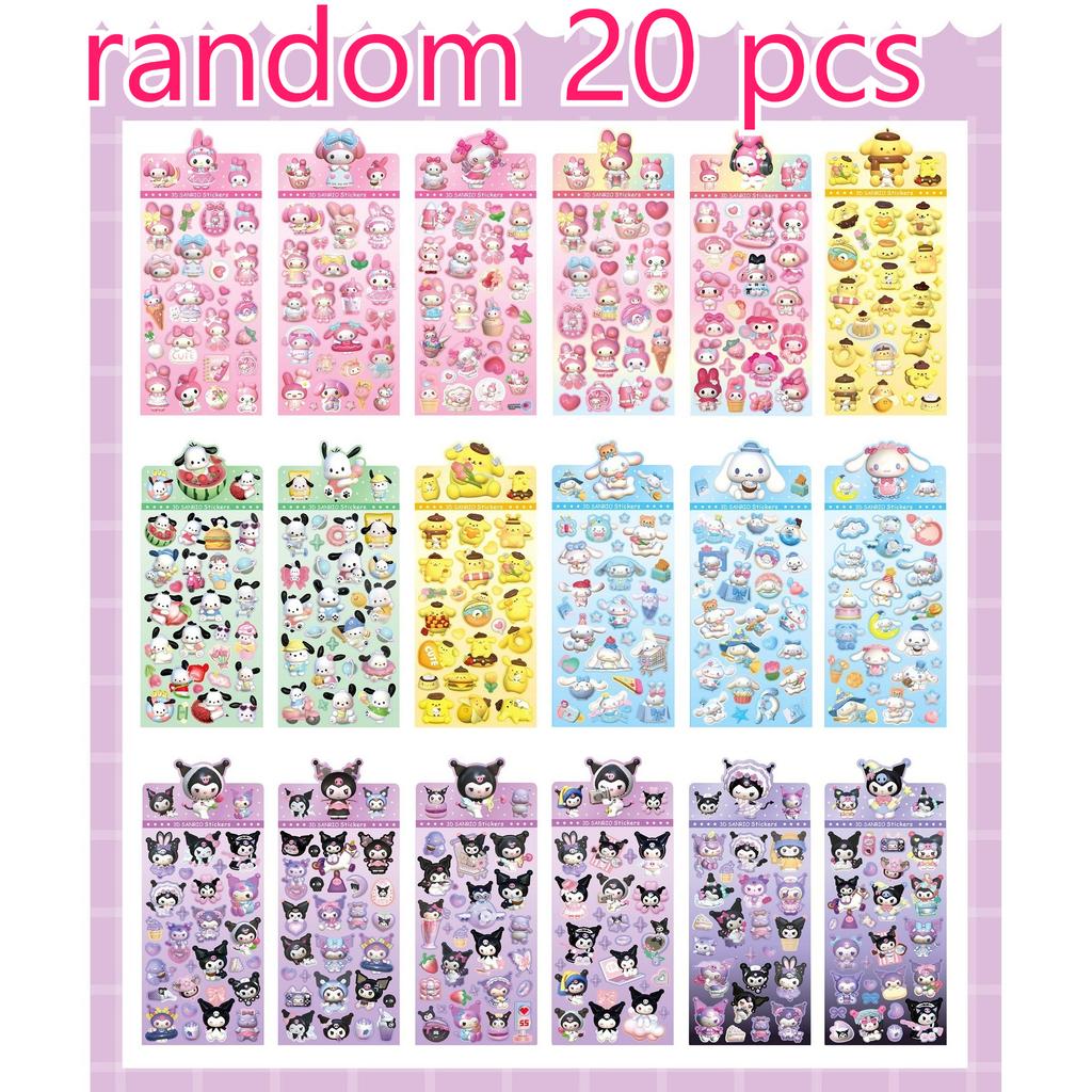 10/20 Stickers Cute Sanrio Stickers Laser Cartoon Girl Children'S Gift Stickers Scrapbook Stationery Toys