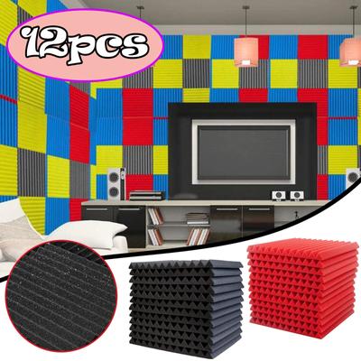 Acoustic Foam Panels Sound Absorption Wedge Design High Density Studio Wall Treatment Foam for Home Recording Office Studio Theater Spaces Pack of 12