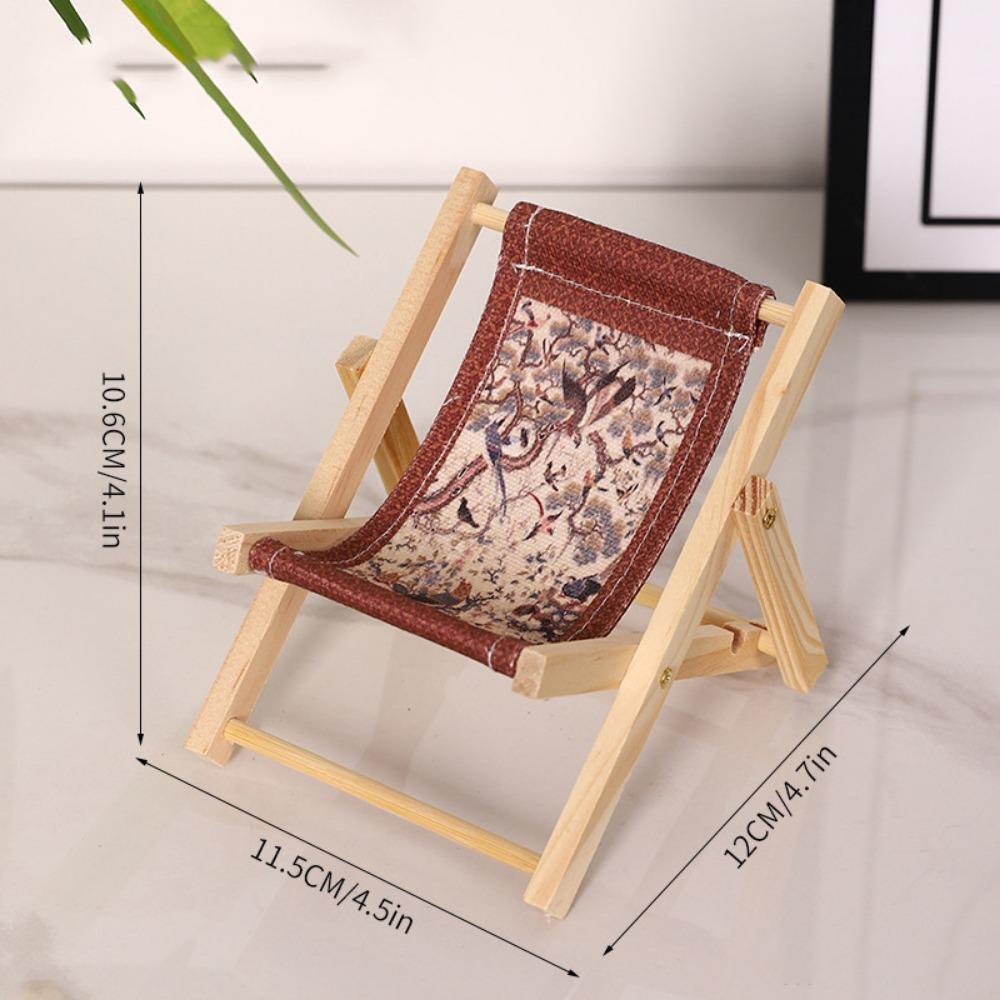 Mini 1/12 Dollhouse Chair Wood Dollhouse Deck Chair Model  Doll House Furniture Accessories