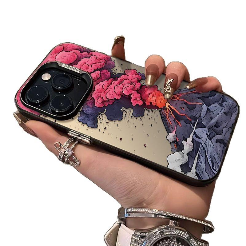 Creative Volcanic Eruption Phone Case for iPhone 13/14/15 Pro Max/16 Pro/17