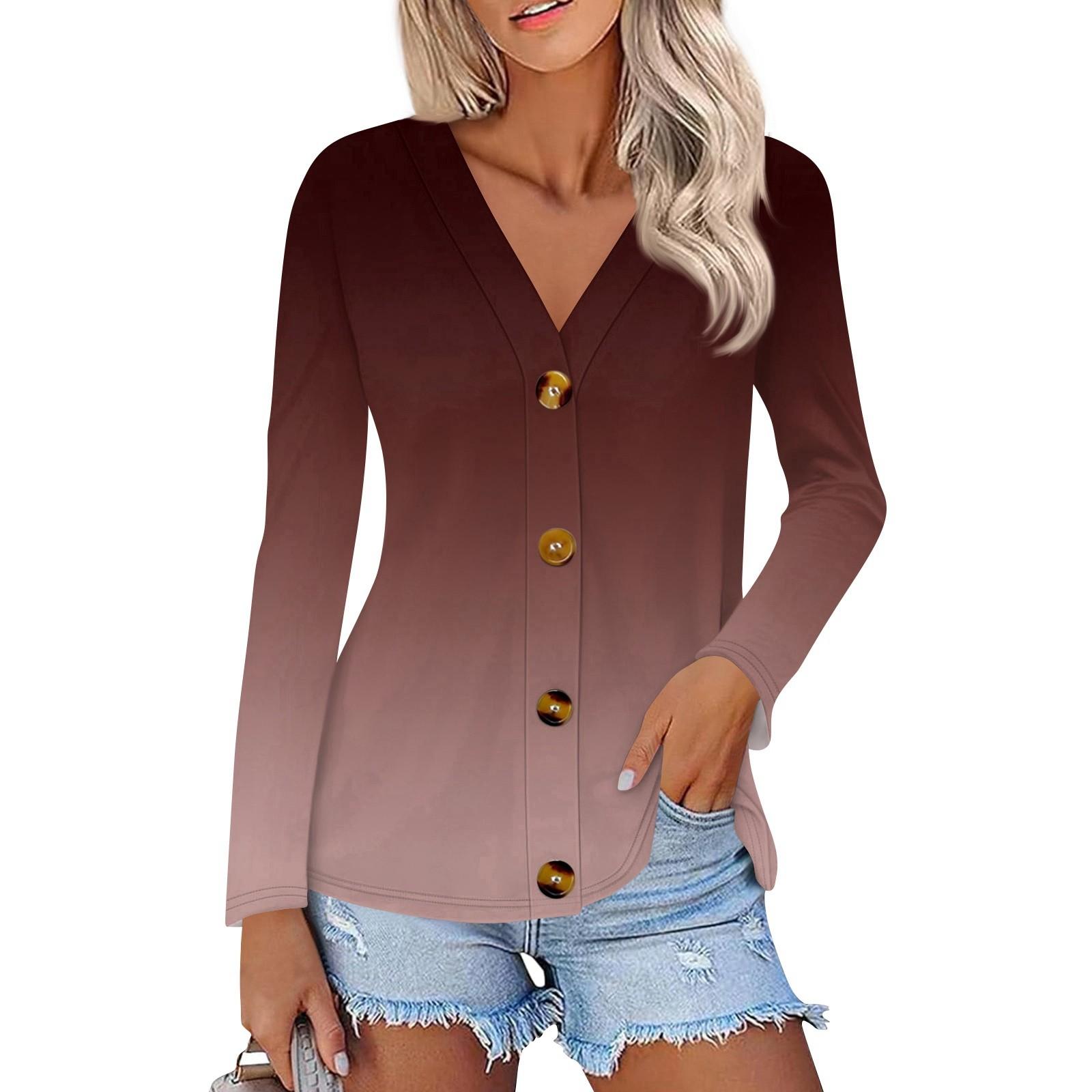 

Женская модная повседневная рубашка на пуговицах с принтом, топы с длинным рукавом XL арбуз красный