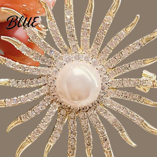 Scarf Pin Women Brooch High-Gloss Rhinestone Faux Pearl Inlay Sparkling
