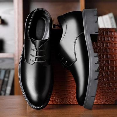 Autumn Leather Shoes Men's Genuine Leather Breathable Men's Business Leather Shoes British Dress Thick-soled Inner Height Increase Korean Ver