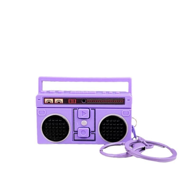 Nostalgic Vintage Mini Retro Classical Radio Recorder Fun Pendant Ornament Keychain Audio Bag Gift