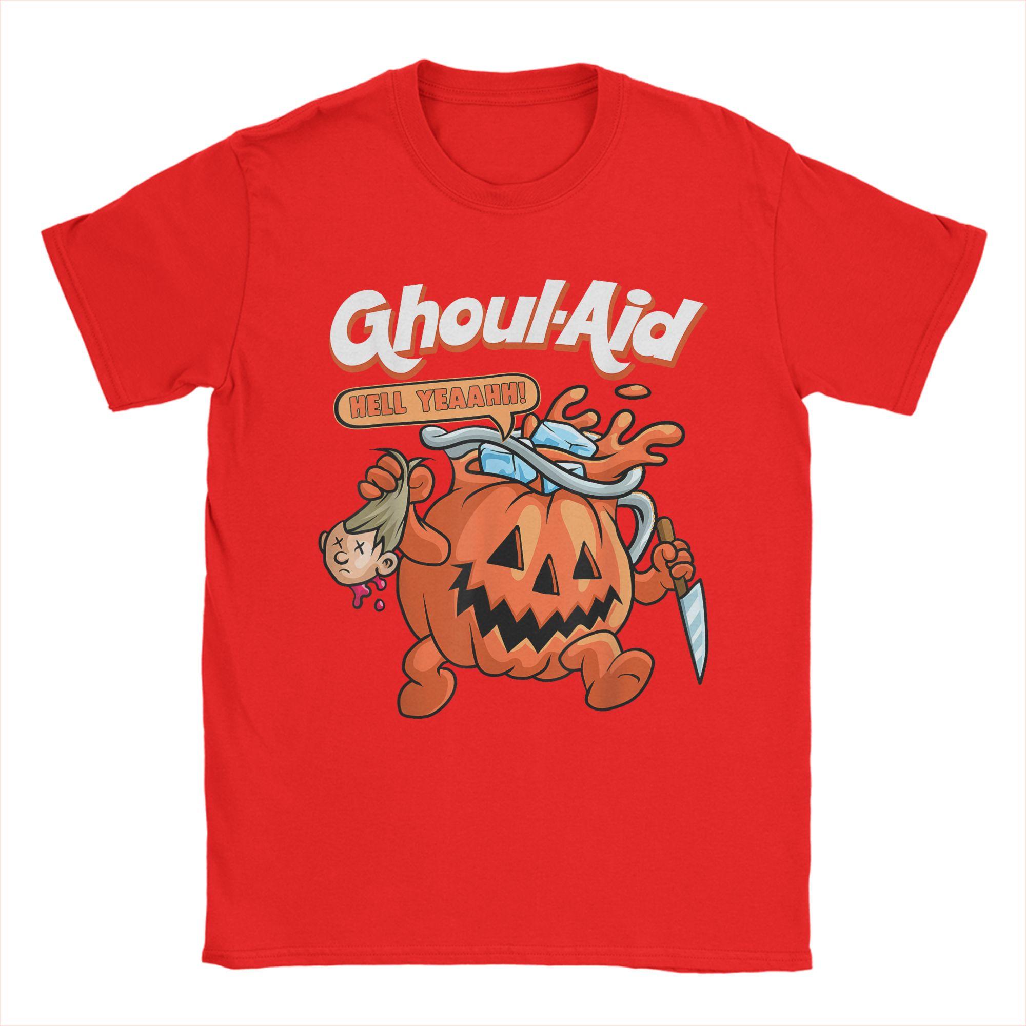 Cool Ghoul Aid Funny Ghoul Pumpkin Cute Meme Halloween T Shirt  Fashion T Shirts Short-Sleeve Tops Summer Plus Size 5XL Clothing S