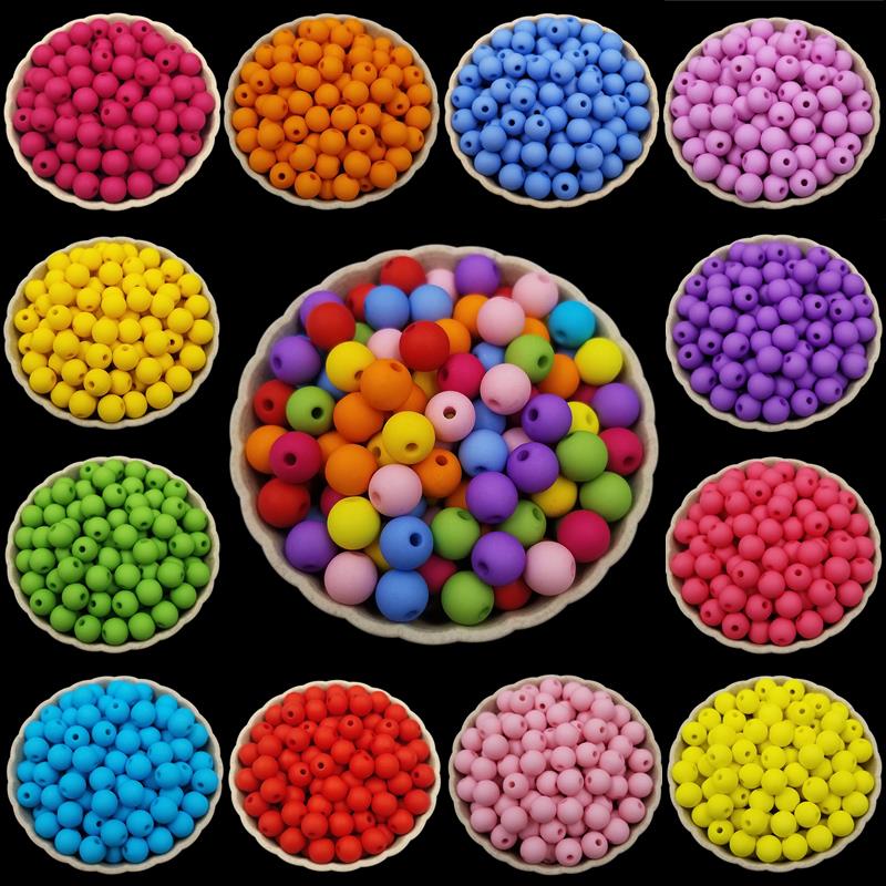 100 Stück 8 mm DIY-Perlen, einfarbig, große Acryl-Mattperlen, Farbe, mehrfarbig, Acryl, matte Perlen, lose Perlen, Sammelalbum, Dekoration, Basteln, Basteln