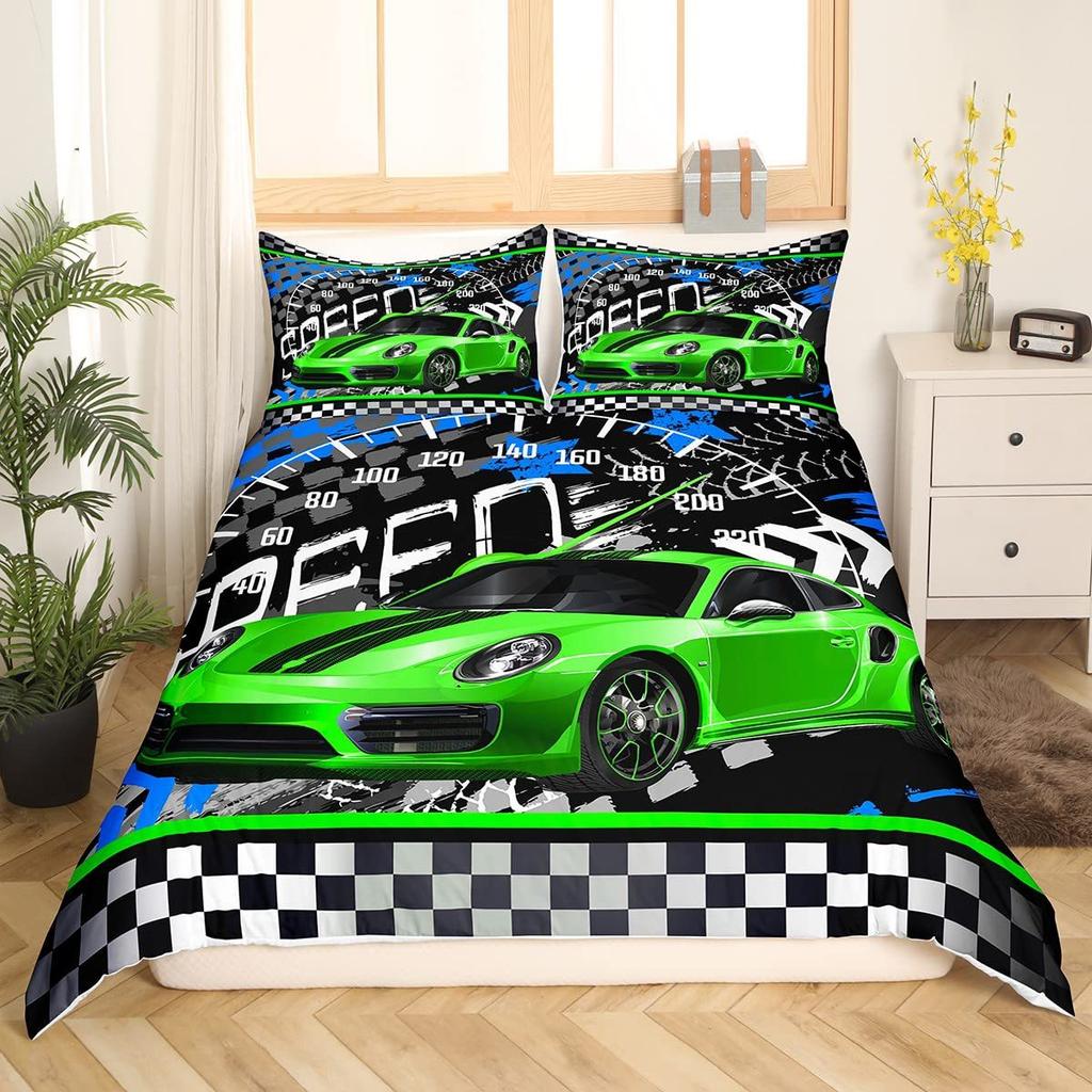 Home Textile Three-Piece Cool Sports Car 3D Digital Printing Quilt Cover Pillowcase Bedding