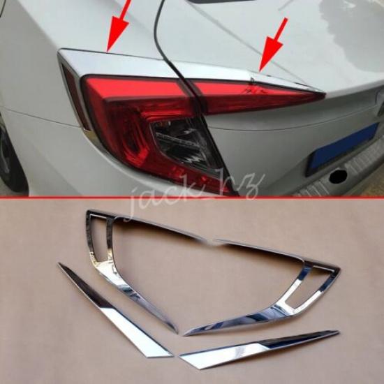 Chrome Tail Light Rear Lamp Cover Trims For Honda Civic Sedan 2016-