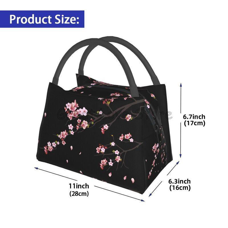 Borsa Termica Pranzo con Stampa Fiori di Ciliegio Sakura Giapponesi Riutilizzabile Portatile per Donna Scatola Pranzo Isolante per Viaggio Picnic Lavoro