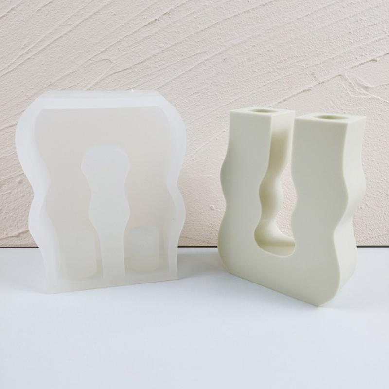 U-shape S-shape Candlestick Siliocne Mold Handmade Plaster Epoxy Resin Candle Holder Tray Molds Home Crafts Decoration